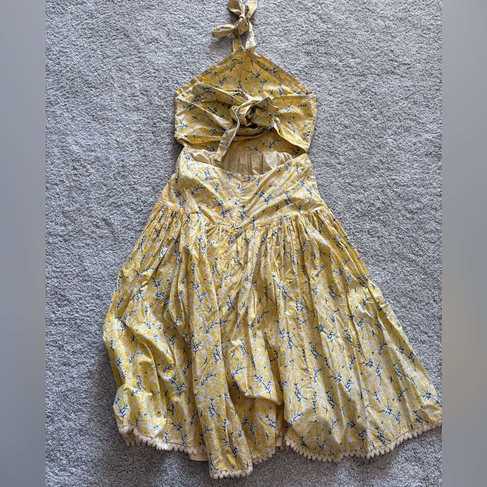 Eddy Krystal Floral Yellow Halter Dress - Picture 4 of 8